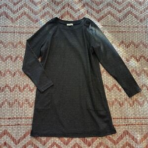 MAX STUDIO | Women's Charcoal Textured Knit Long Sleeve Casual Dress, Size L